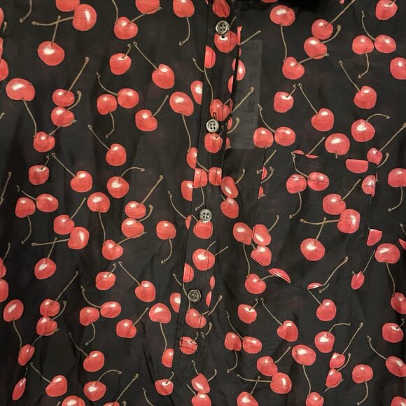 J.Crew Women 4 Black Red Cotton Silk Cherry Print Long Sleeve Popover Shirt NWT - Picture 9 of 16